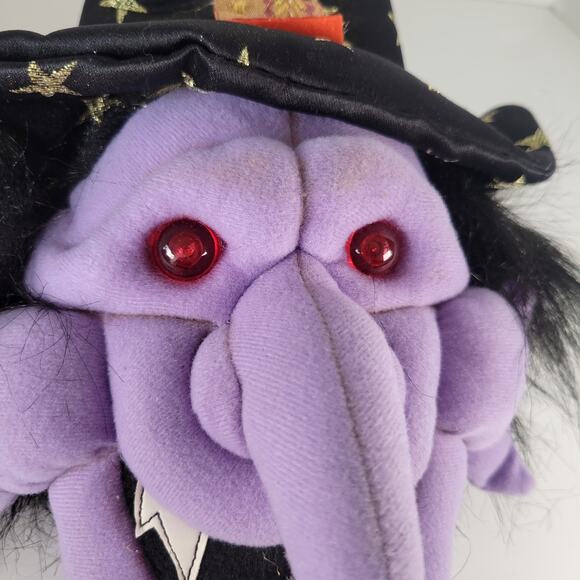 Animated Talking Witch Head Plush 14" Light Up Eyes Halloween Decoration Prop - Picture 8 of 16